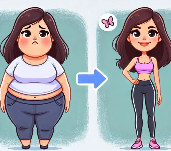 Antes y después — cliente PTM, programa de pérdida de peso.